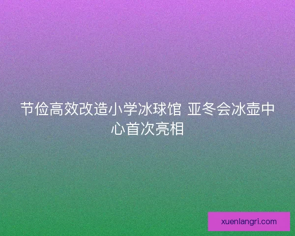 节俭高效改造小学冰球馆 亚冬会冰壶中心首次亮相